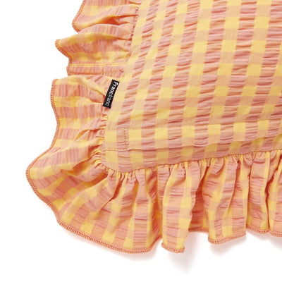 Frill Check Cushion Cover 450 x 450  Orange x Yellow