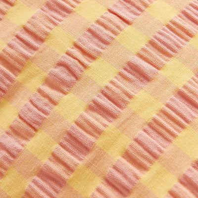 Frill Check Cushion Cover 450 x 450  Orange x Yellow