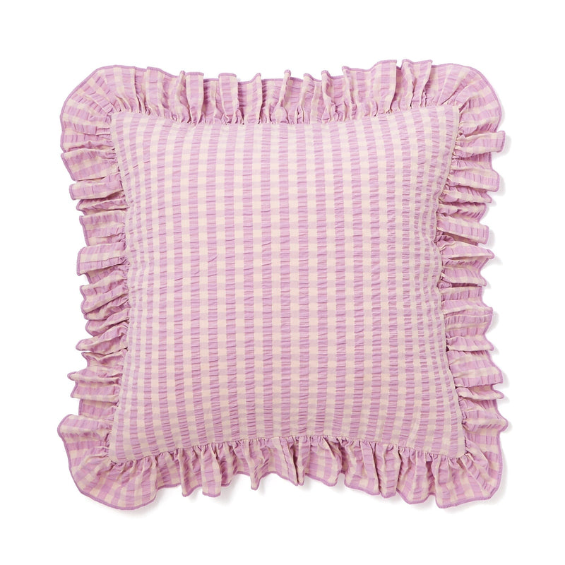 Frill Check Cushion Cover 450 x 450  Purple x Pink