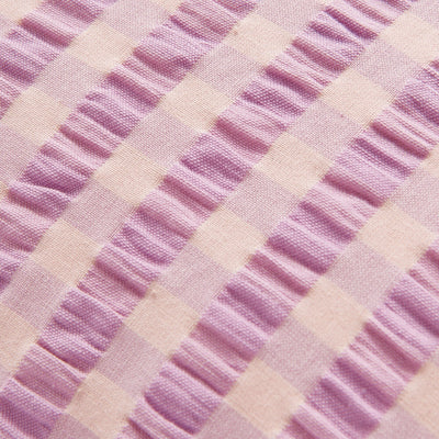 褶邊格紋圖案咕臣套紫色x粉紅色