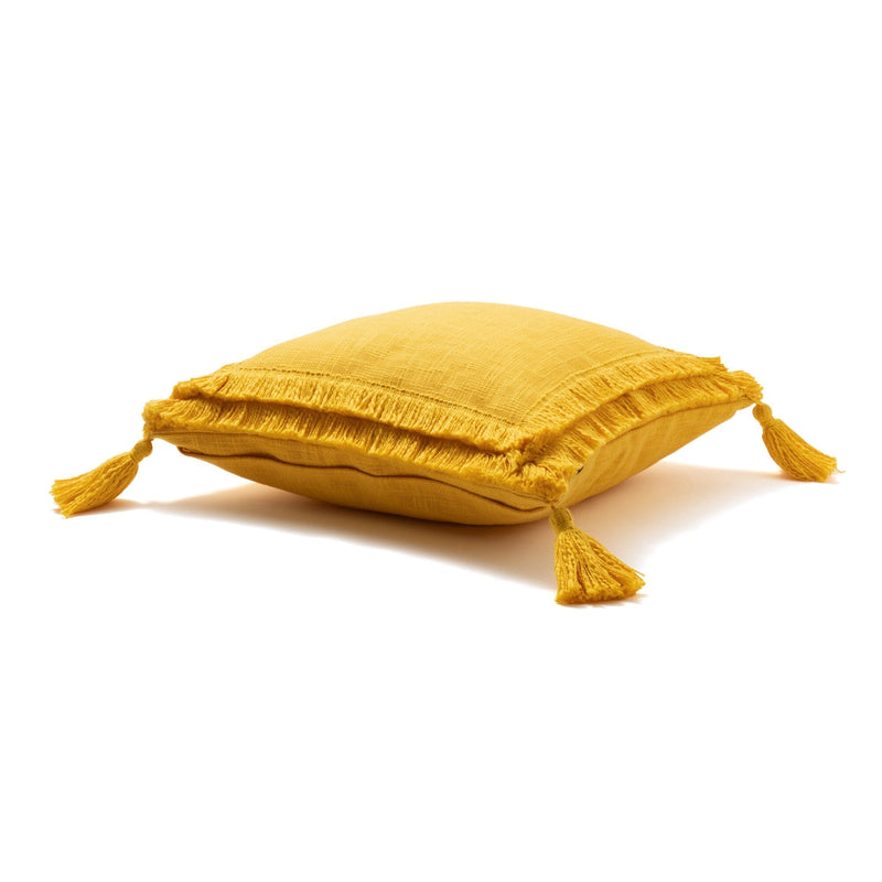 Fringe Tassel Cushion Cover 450 x 450  Yellow