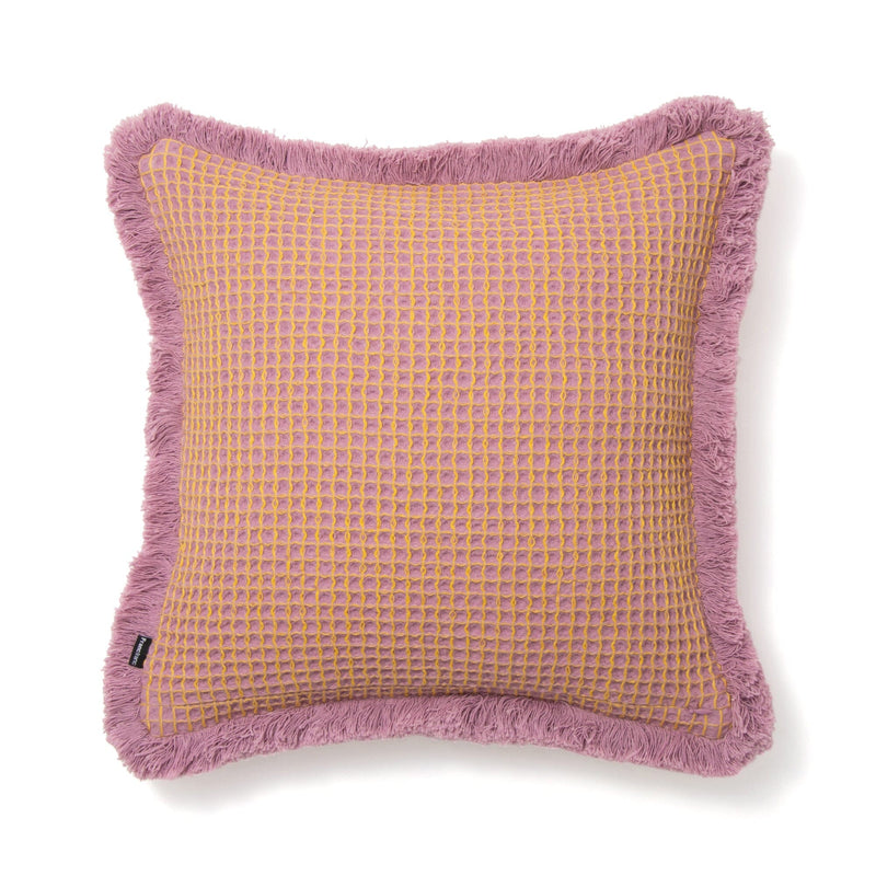 Waffle Fringe Cushion Cover 450 x 450  Purple