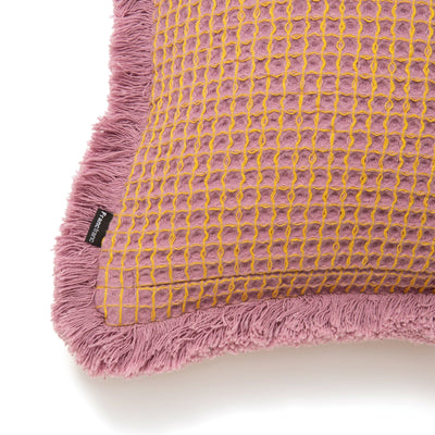 Waffle Fringe Cushion Cover 450 x 450  Purple