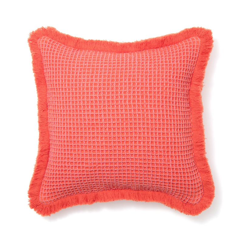 Waffle Fringe Cushion Cover 450 x 450  Orange