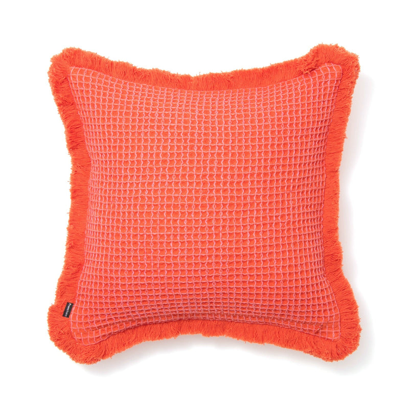 Waffle Fringe Cushion Cover 450 x 450  Orange