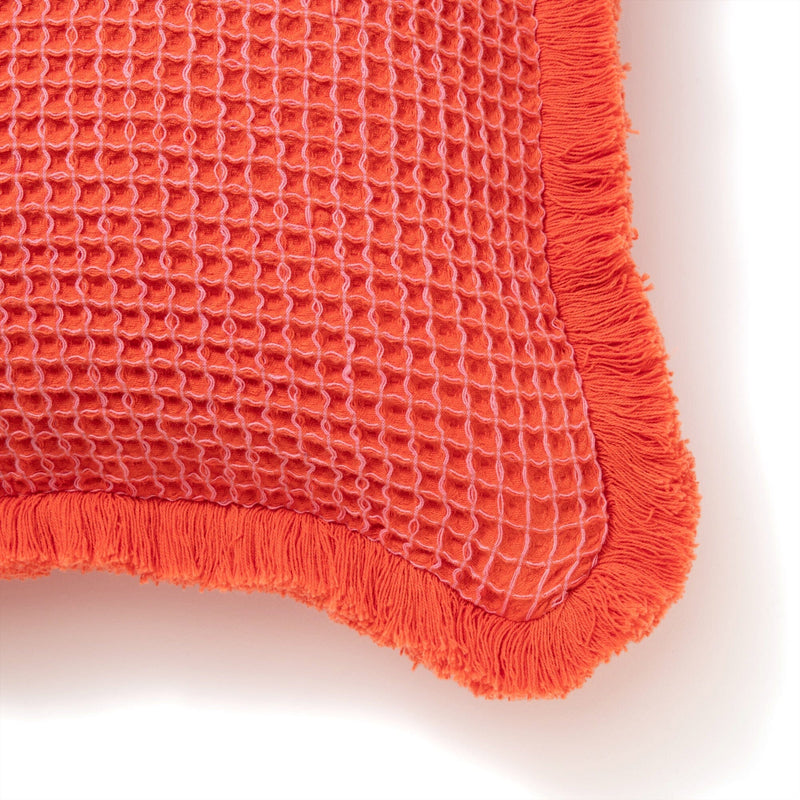 Waffle Fringe Cushion Cover 450 x 450  Orange