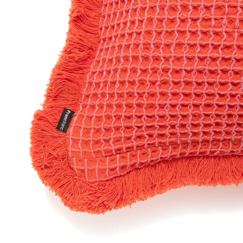 Waffle Fringe Cushion Cover 450 x 450  Orange