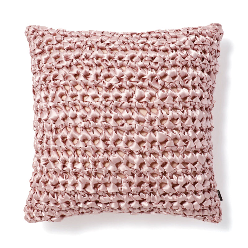 Ribbon Crochet Cushion Cover 450 x 450  Pink