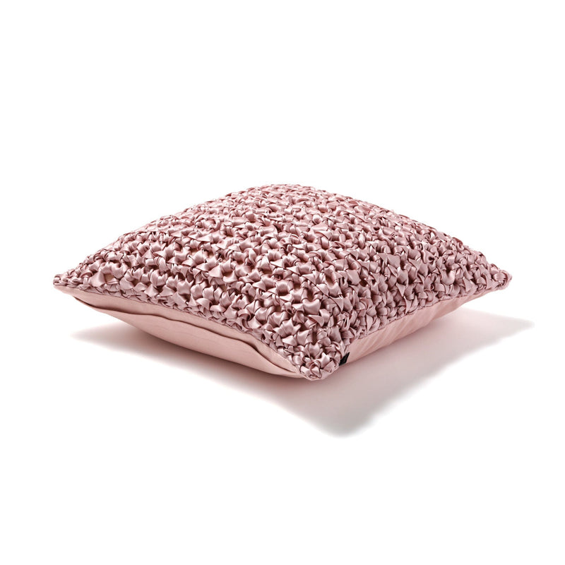 Ribbon Crochet Cushion Cover 450 x 450  Pink