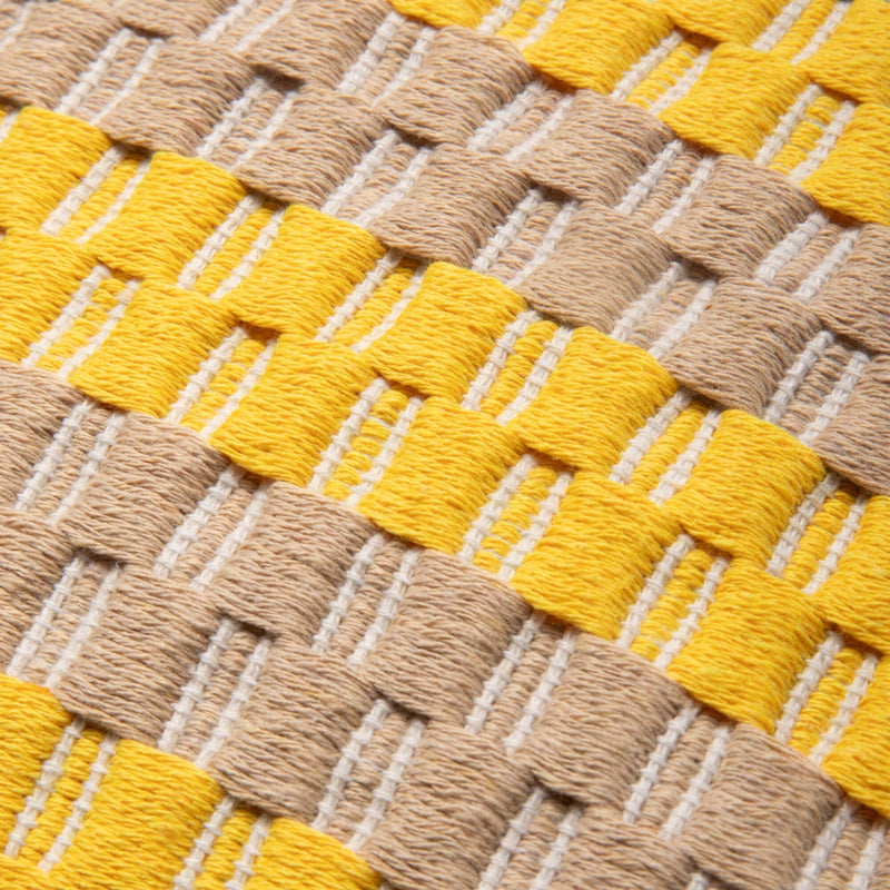 Border Fringe Cushion Cover 450 x 450  Yellow x Beige