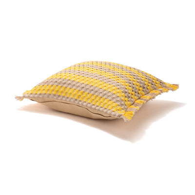 Border Fringe Cushion Cover 450 x 450  Yellow x Beige