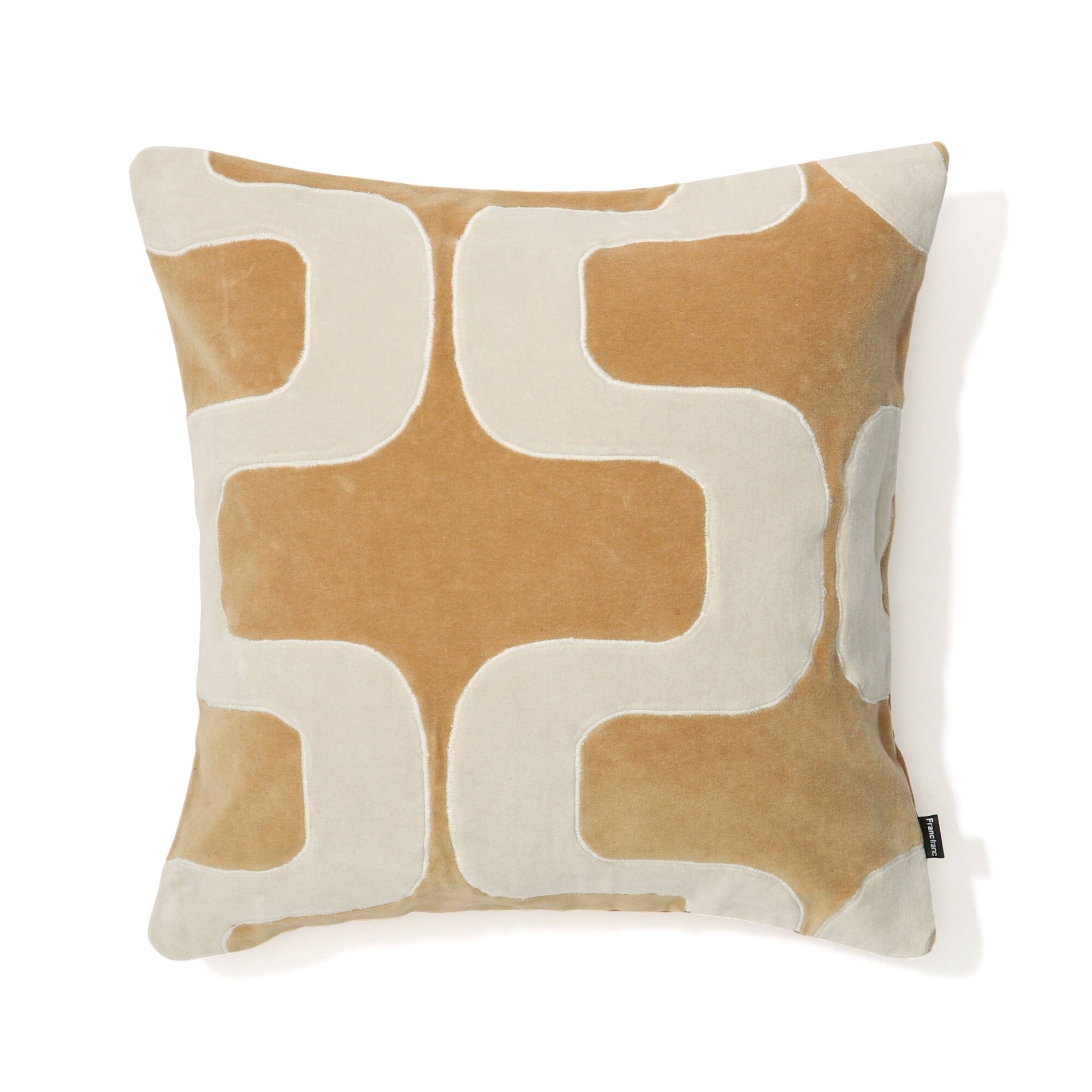 Velvet Geome Cushion Cover 450 X 450 Ivory X Beige