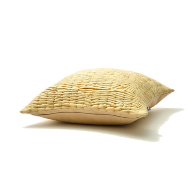 Solid Gathered Cushion Cover 450 x 450 Yellow