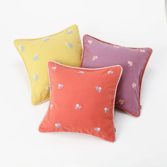 EMB Flower Cushion Cover 450 x 450 Purple