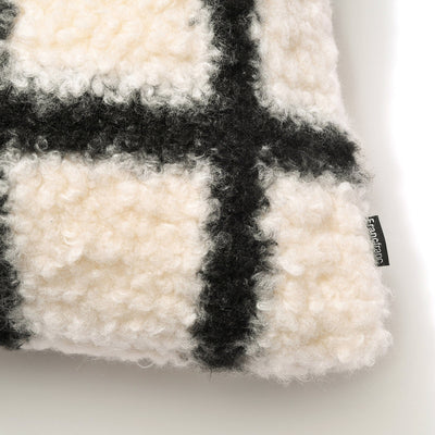 Checked Boa Cushion Cover 450 X 450 White X Black