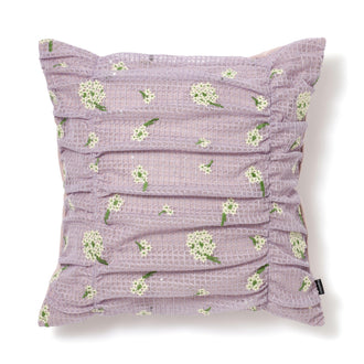 Flower Emb Gathered Cushion Cover 450 X 450 Purple