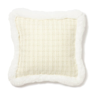 Tweed X Fur Cushion Cover 450 X 450 White