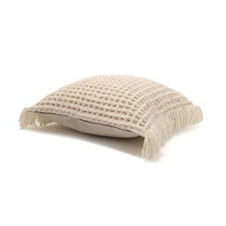 Waffle fringe cushion cover 450 x 450 ivory