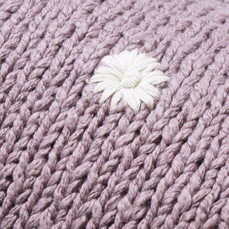 Knit Flower Cushion Cover 400 x 250 Purple