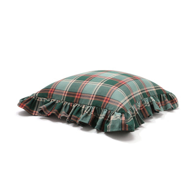 Frill Check Cushion Cover 450 x 450 Green