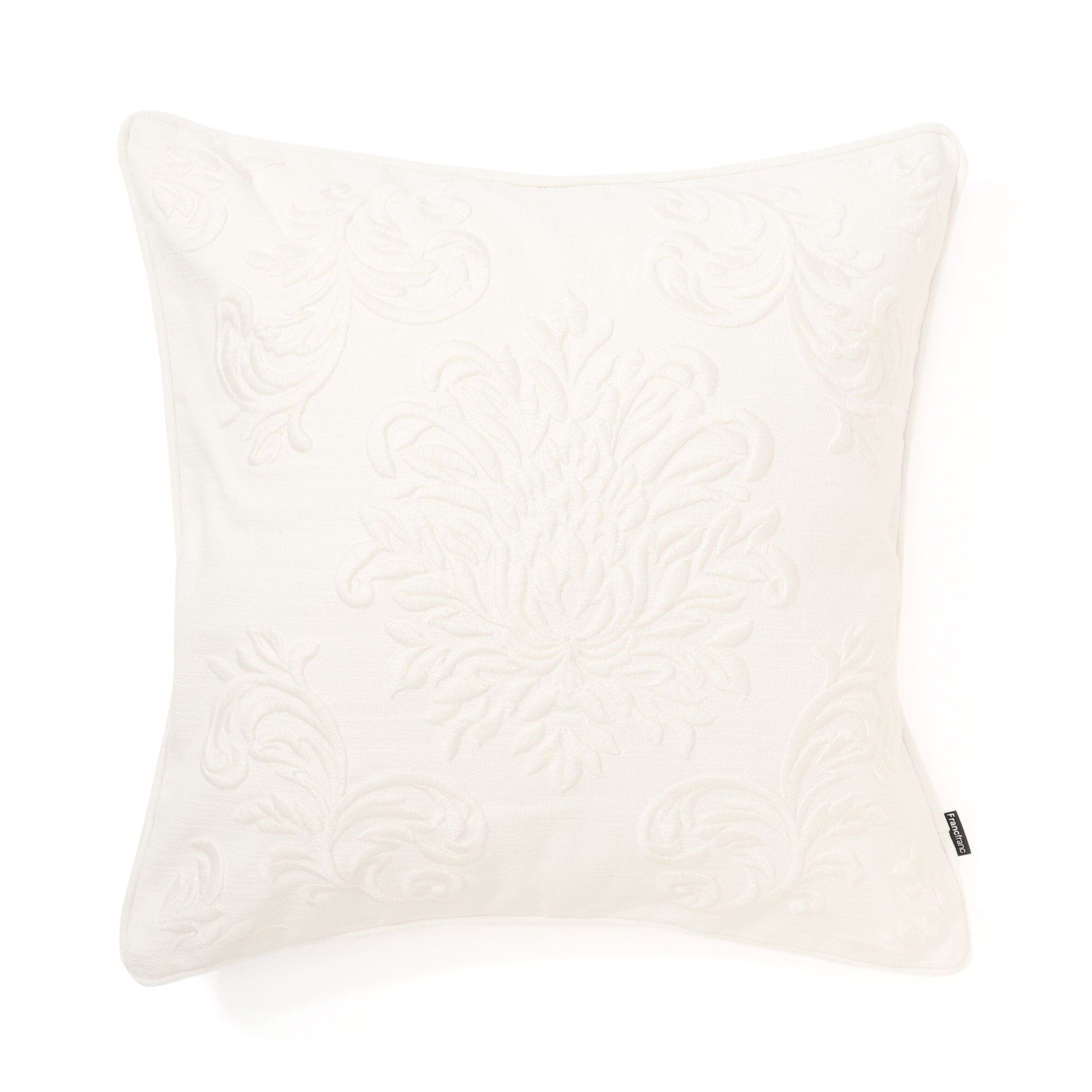 Emb Ornament D Cushion Cover 450 X 450 White