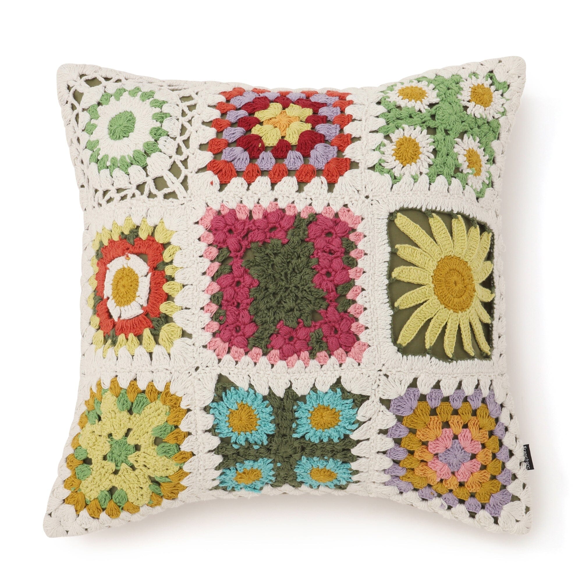 Crochet Flower Cushion Cover 450 X 450 Multi