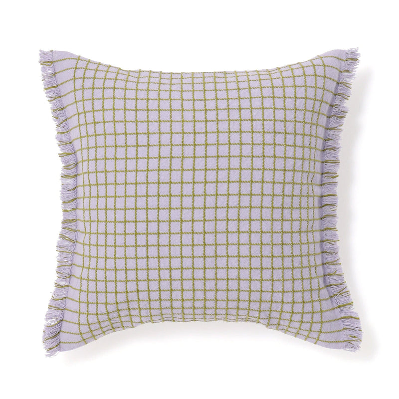 Windowpane Fringe Cushion Cover 450 x 450 Light Purple