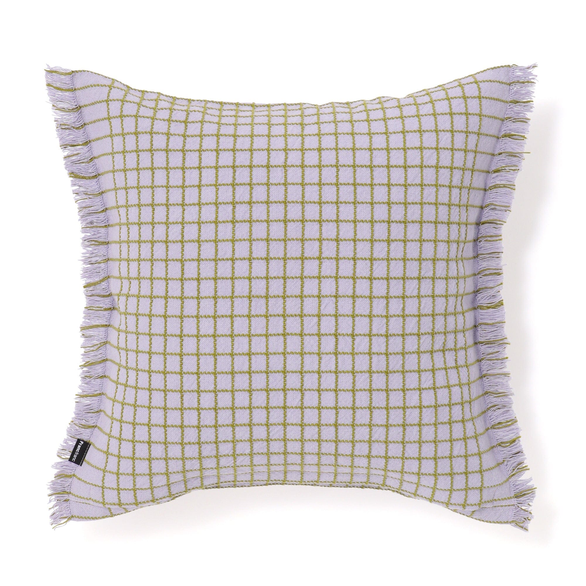 Windowpane Fringe Cushion Cover 450 x 450 Light Purple
