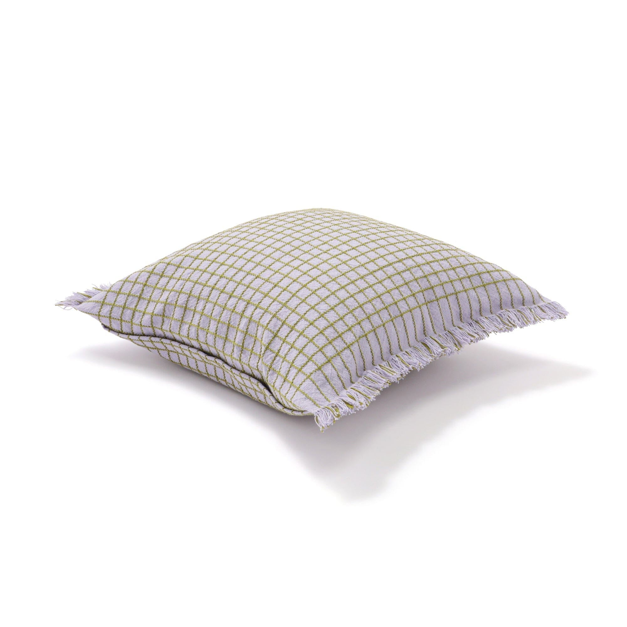 Windowpane Fringe Cushion Cover 450 x 450 Light Purple