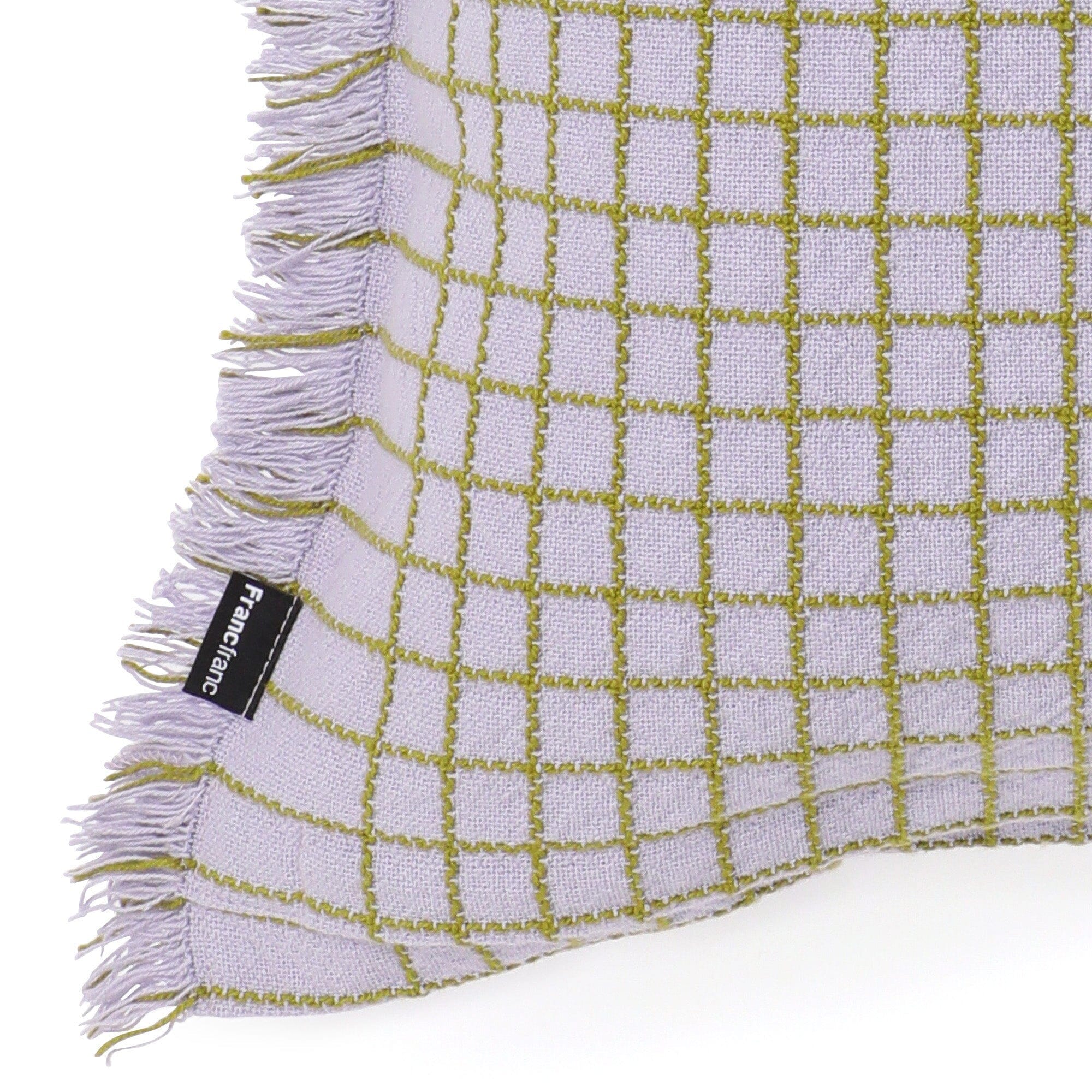 Windowpane Fringe Cushion Cover 450 x 450 Light Purple