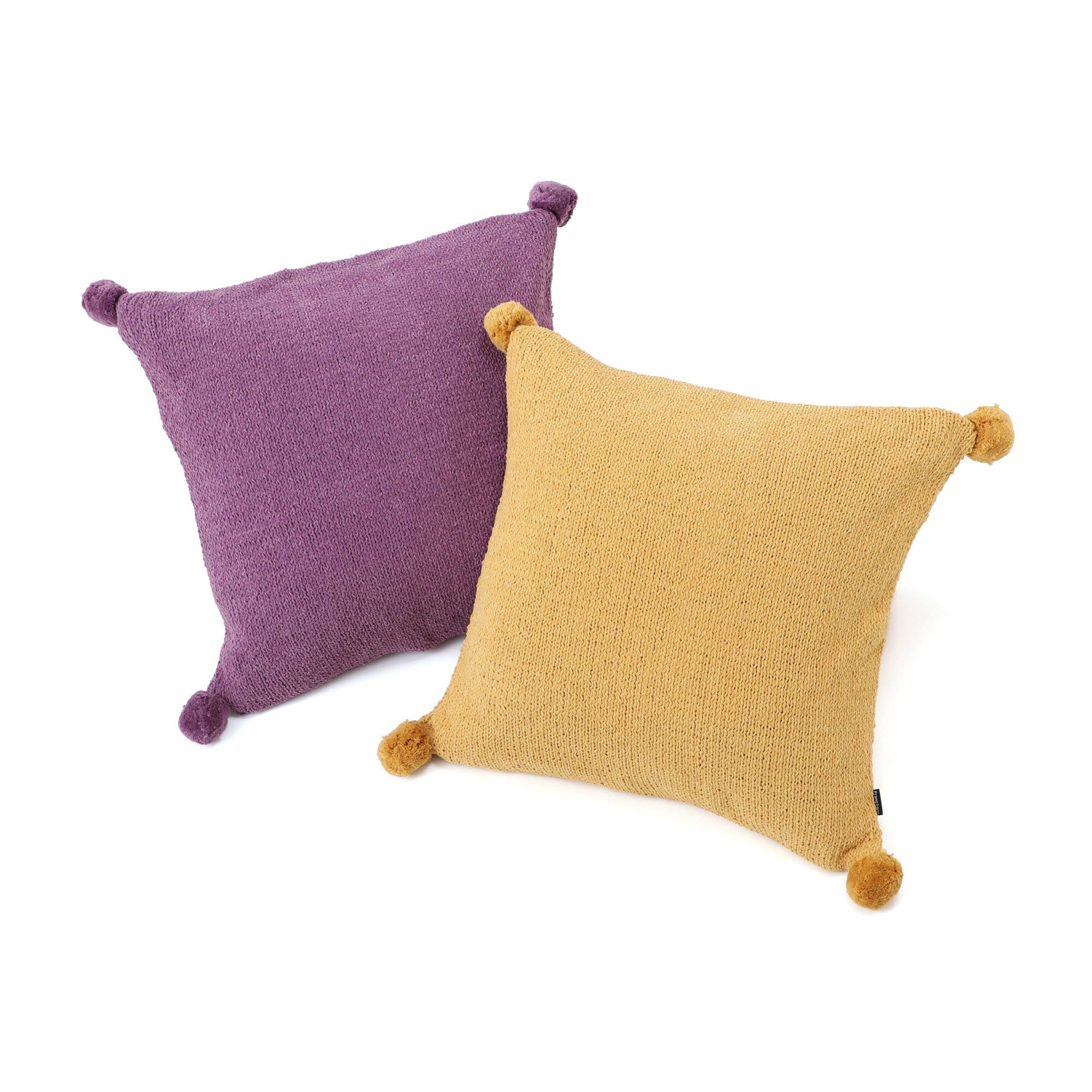 Pompon Knit cushion cover 450 x 450 Purple