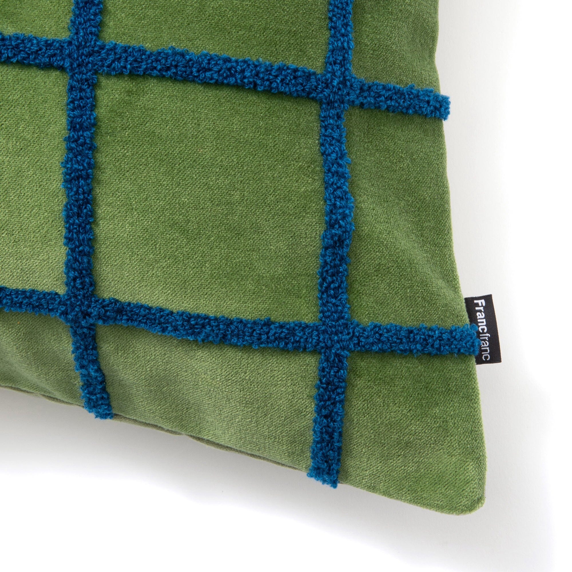 Velvet Windowpane Cushion Cover 450 x 450 Green