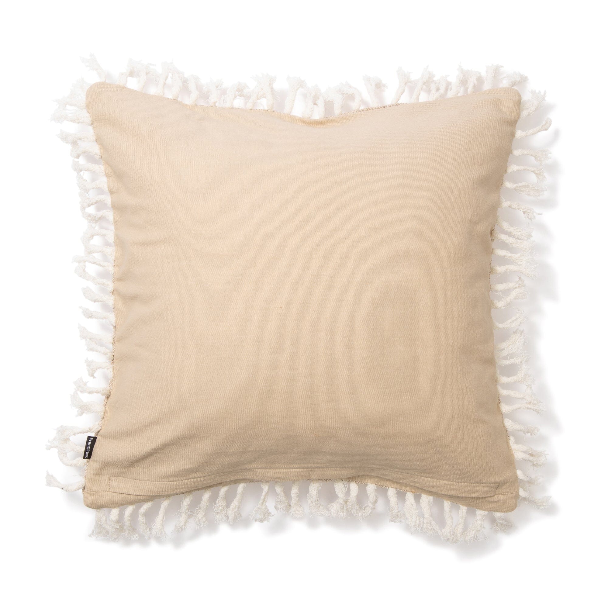 Square Fringe Line Cushion Cover 450X450 White X Natural