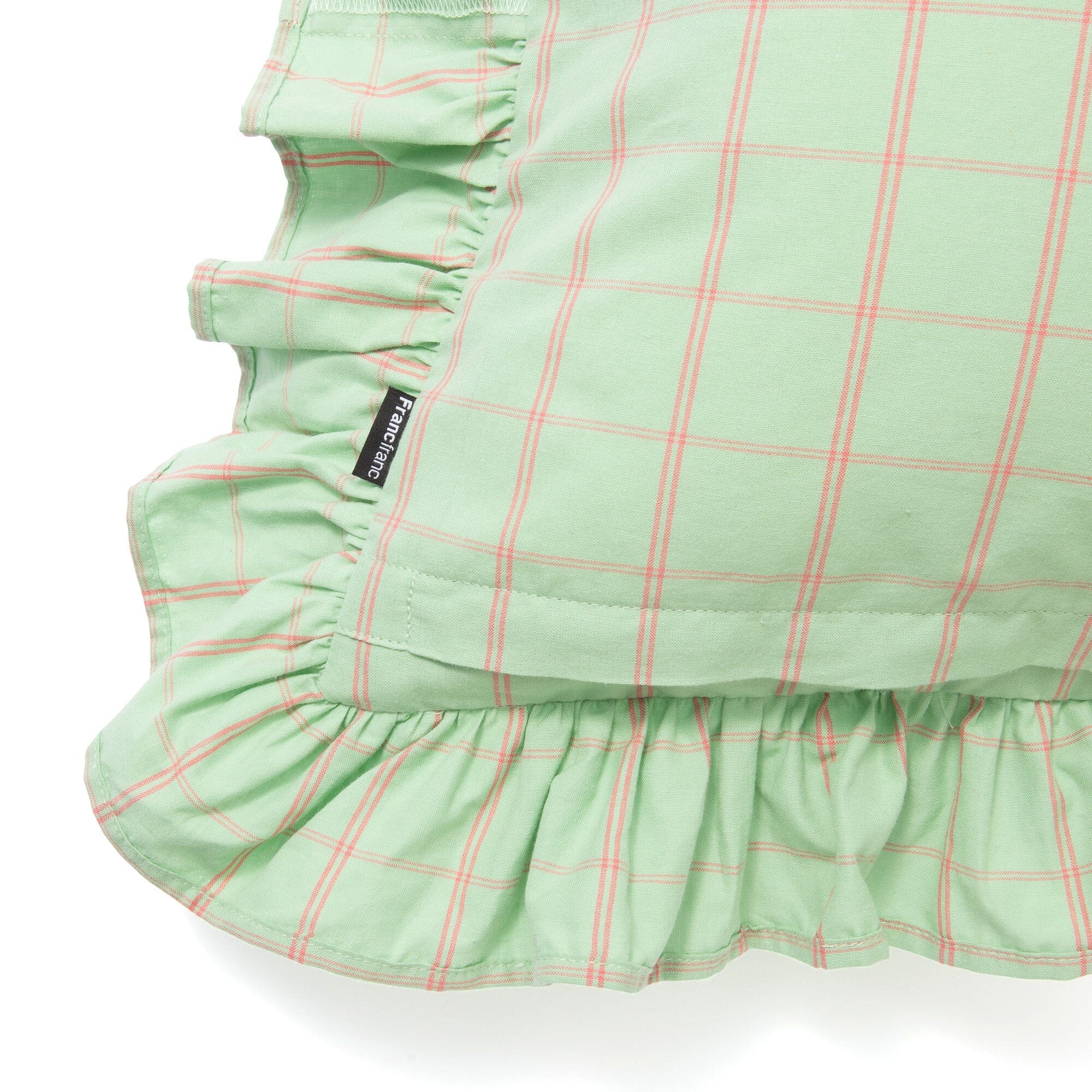 Frill Check Cushion Cover 450X450 Light Green