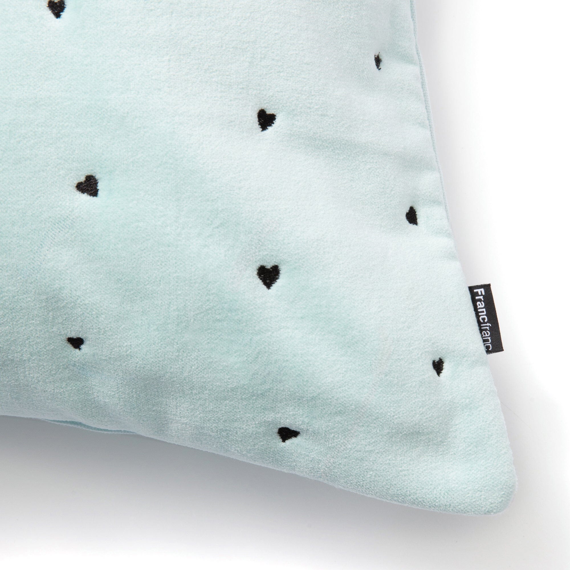 Emb Heart Cushion Cover 450X450 Blue X Black