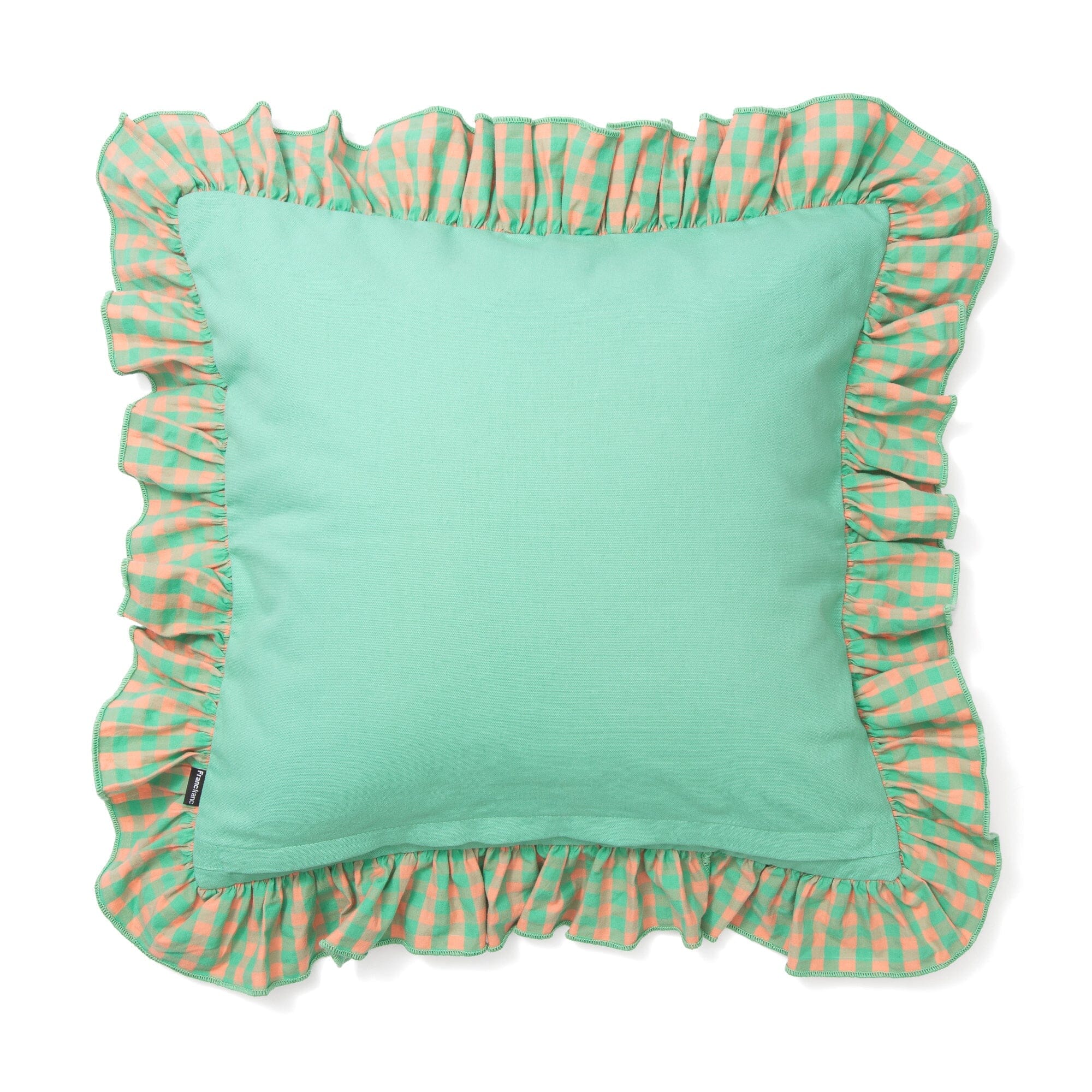 Frill Check Cushion Cover 450X450 Green X Orange