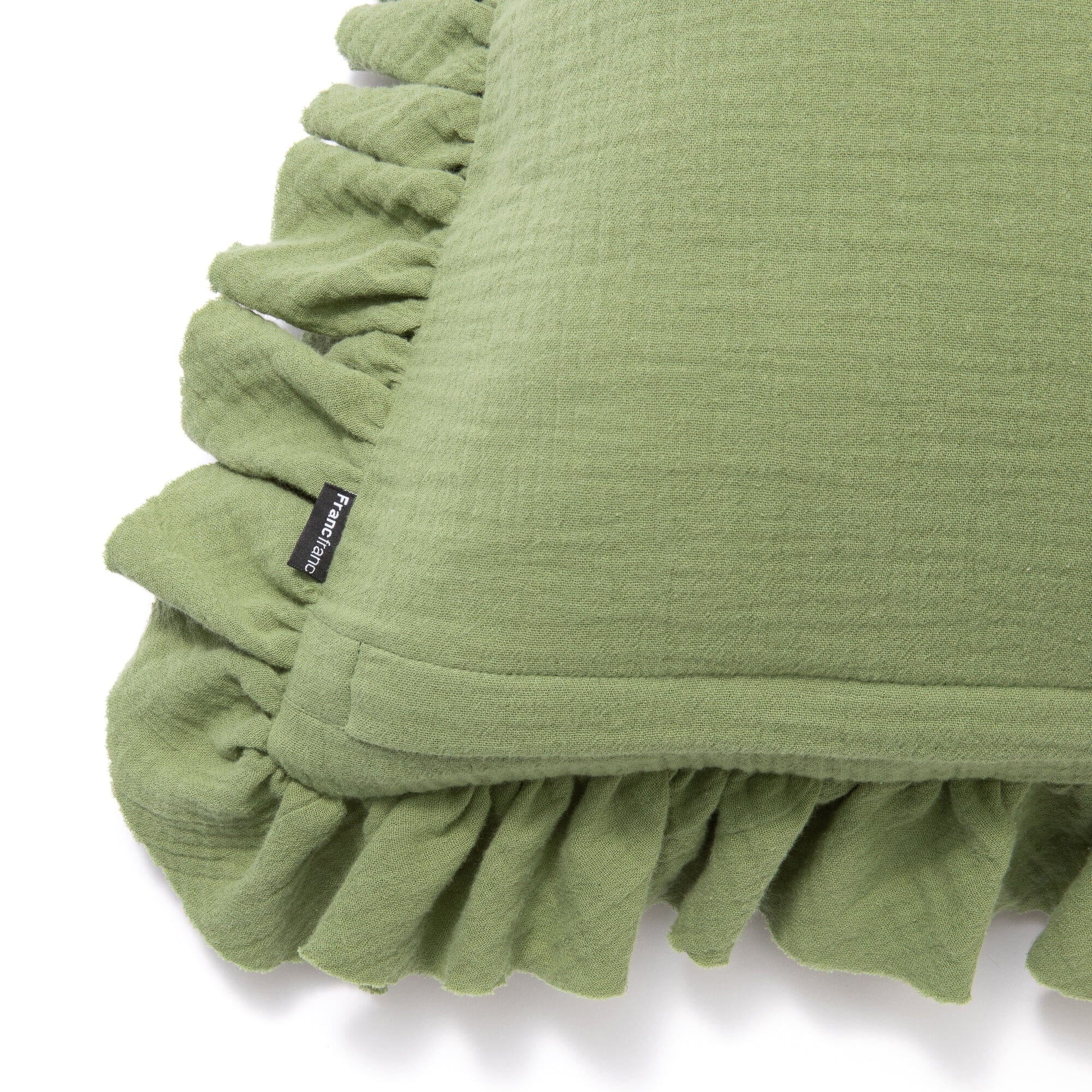 Emb Flower Frill Cushion Cover 450X450 Green