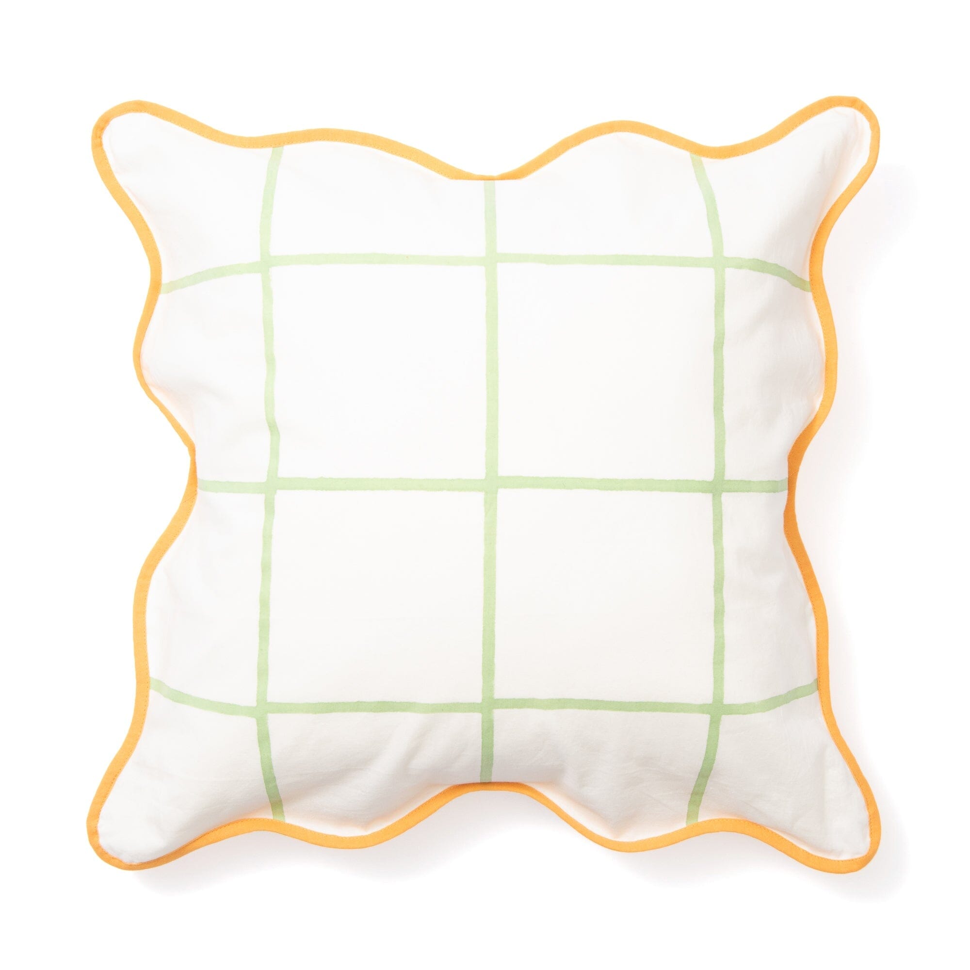 Windowpane Wave Cushion Cover 450X450 White X Green