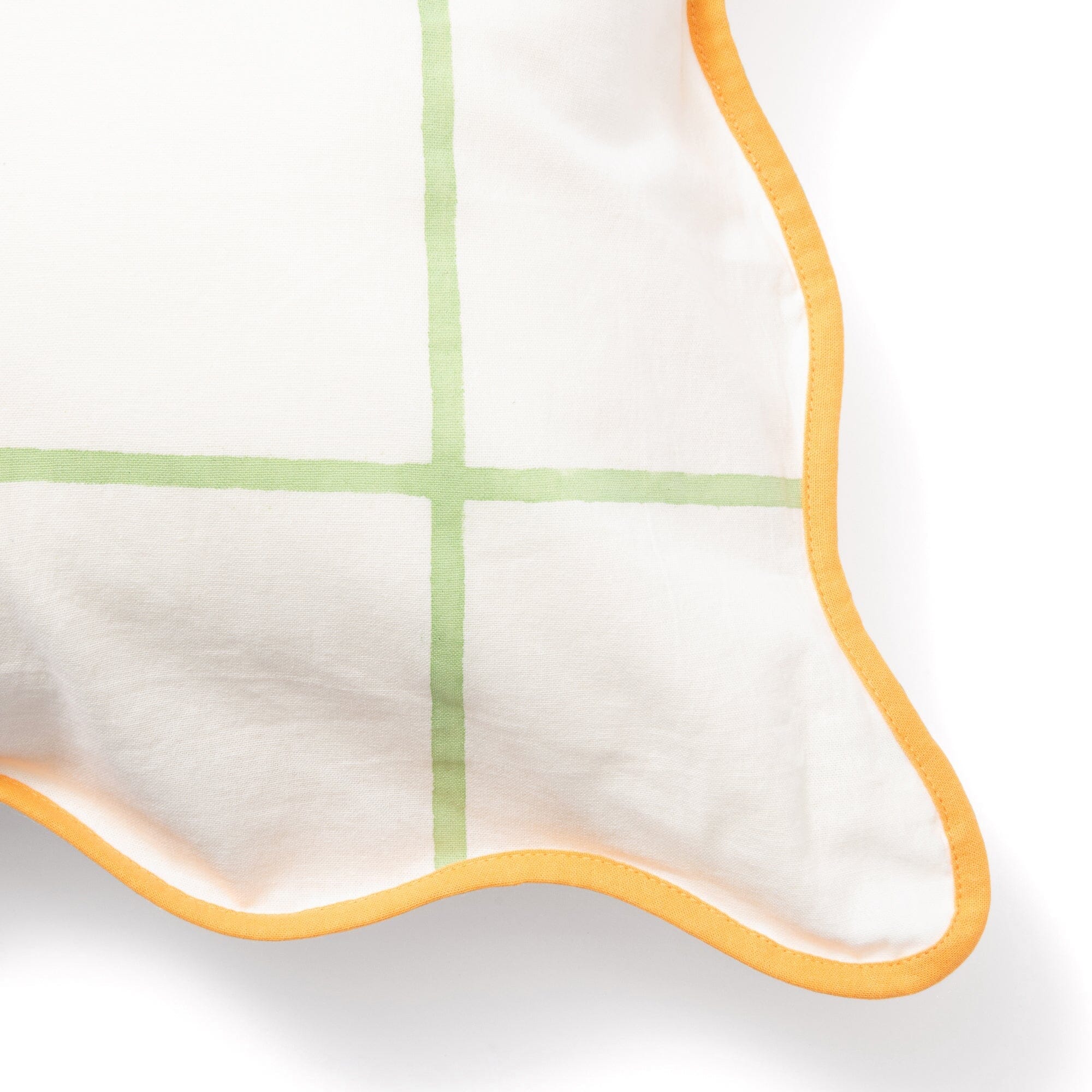 Windowpane Wave Cushion Cover 450X450 White X Green