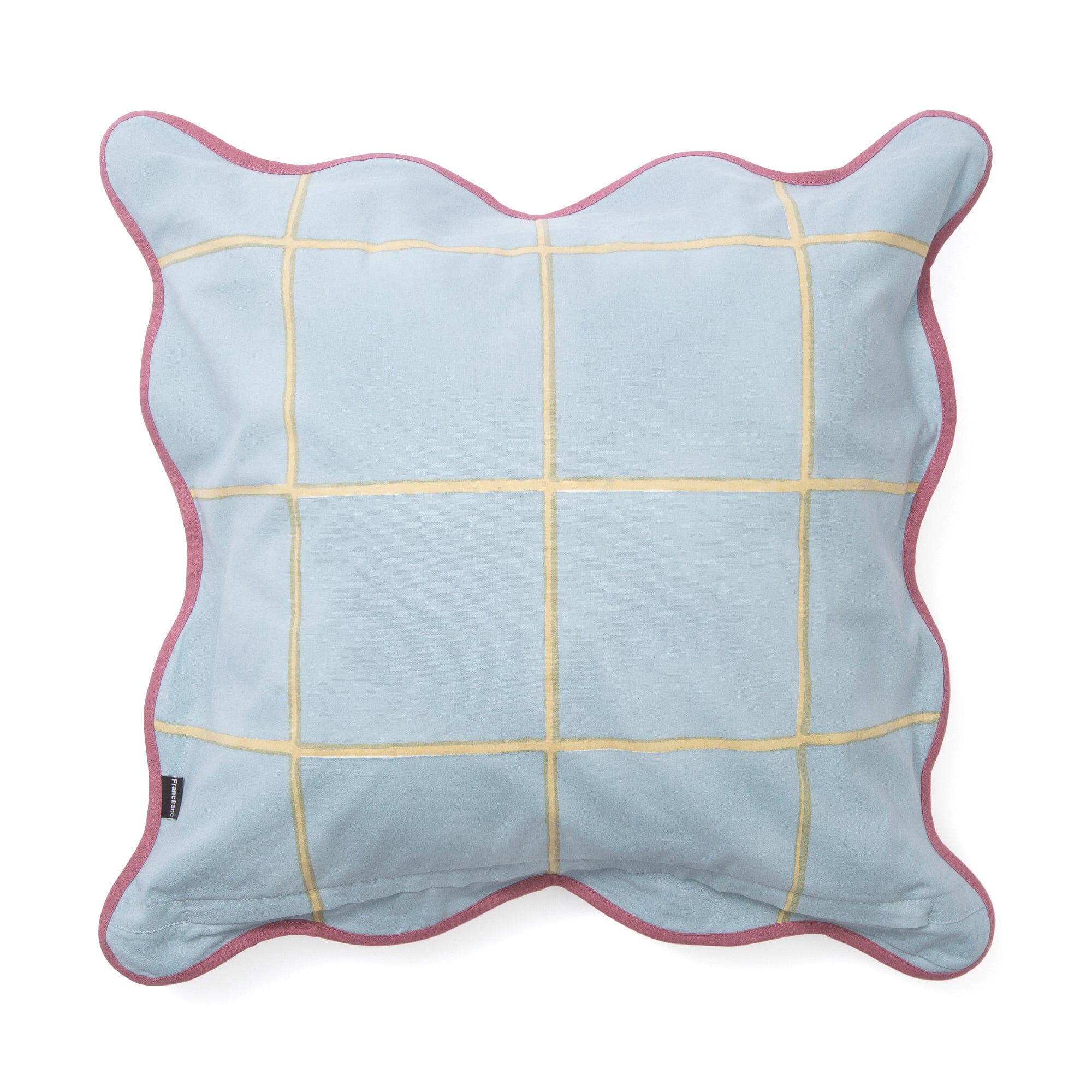 Windowpane Wave Cushion Cover 450X450 Blue X Beige