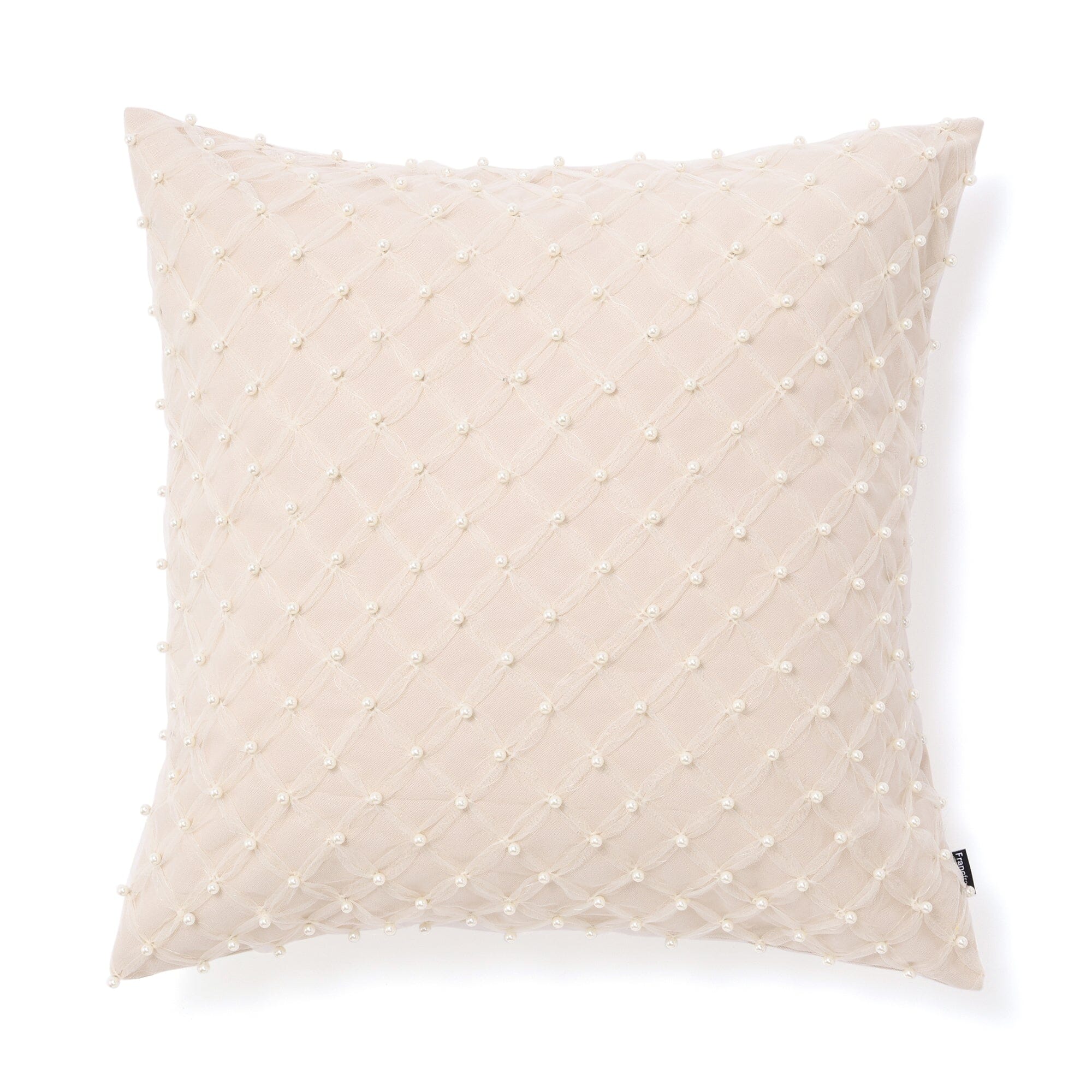 Tulle Pearl Cushion Cover 450X450 Beige