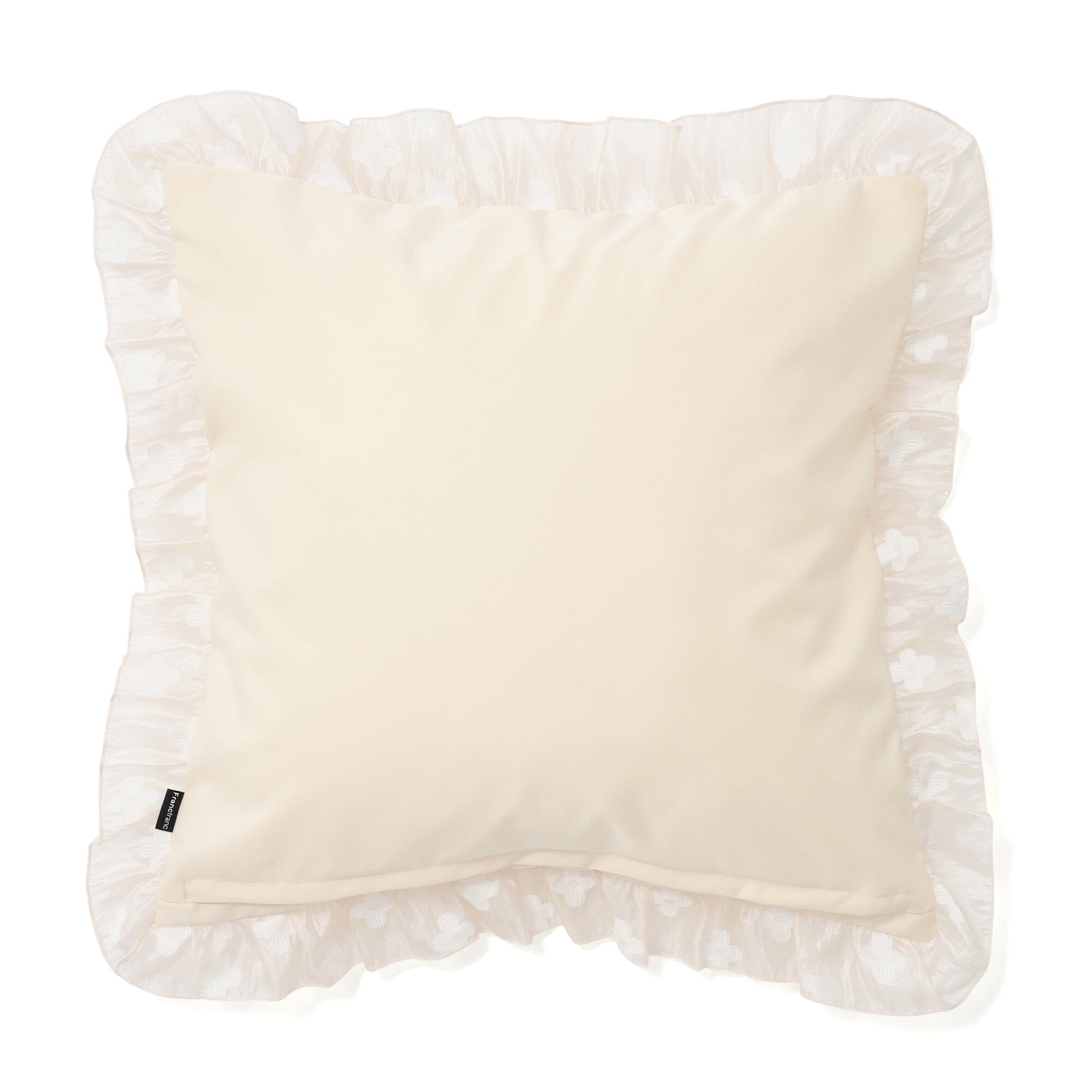 Jq Sheer Frill Cushion Cover 450X450 Ivory