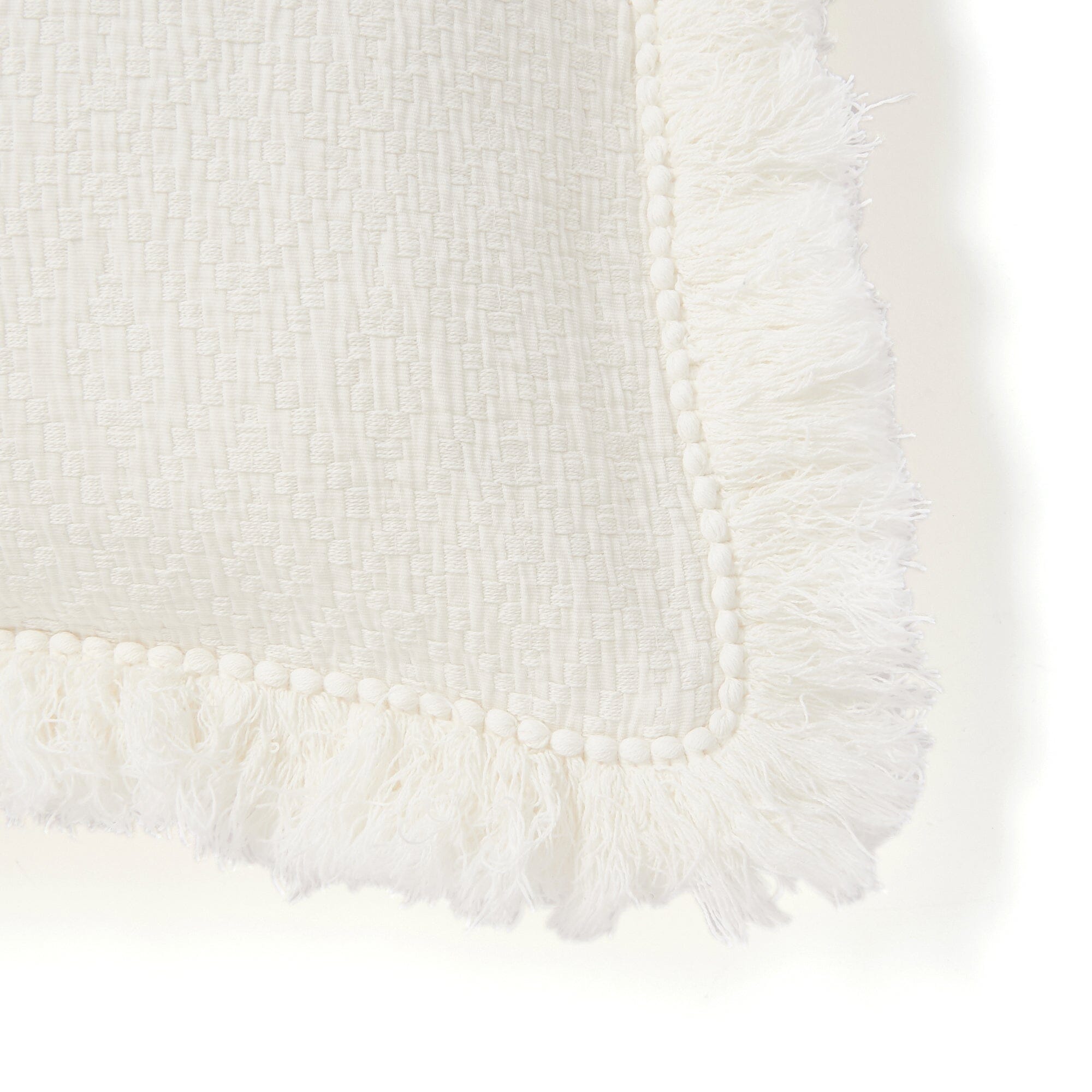 Diamond Fringe Cushion Cover 600X600 White