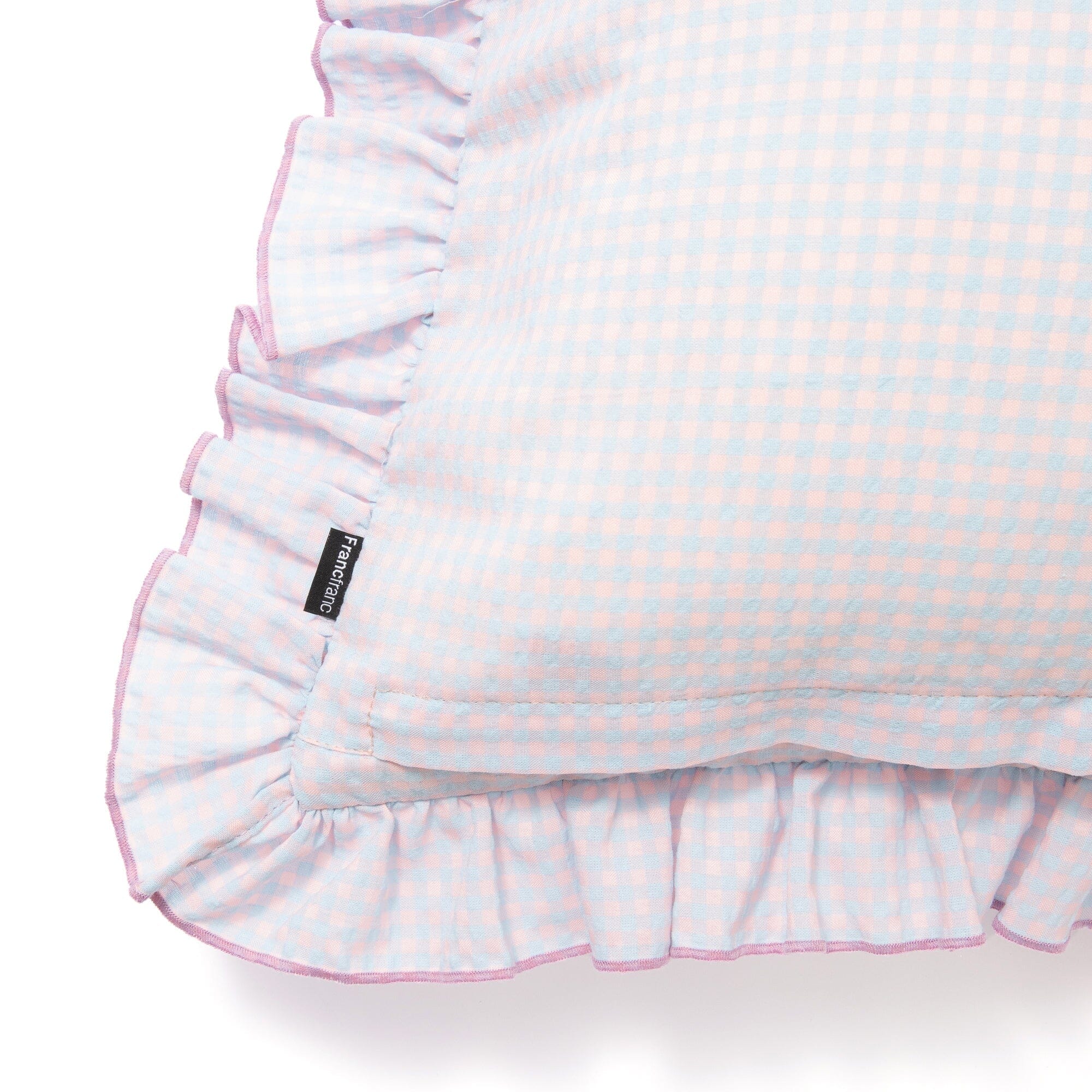 Emb Flower Frill Cushion Cover 450X450 Pink X Blue