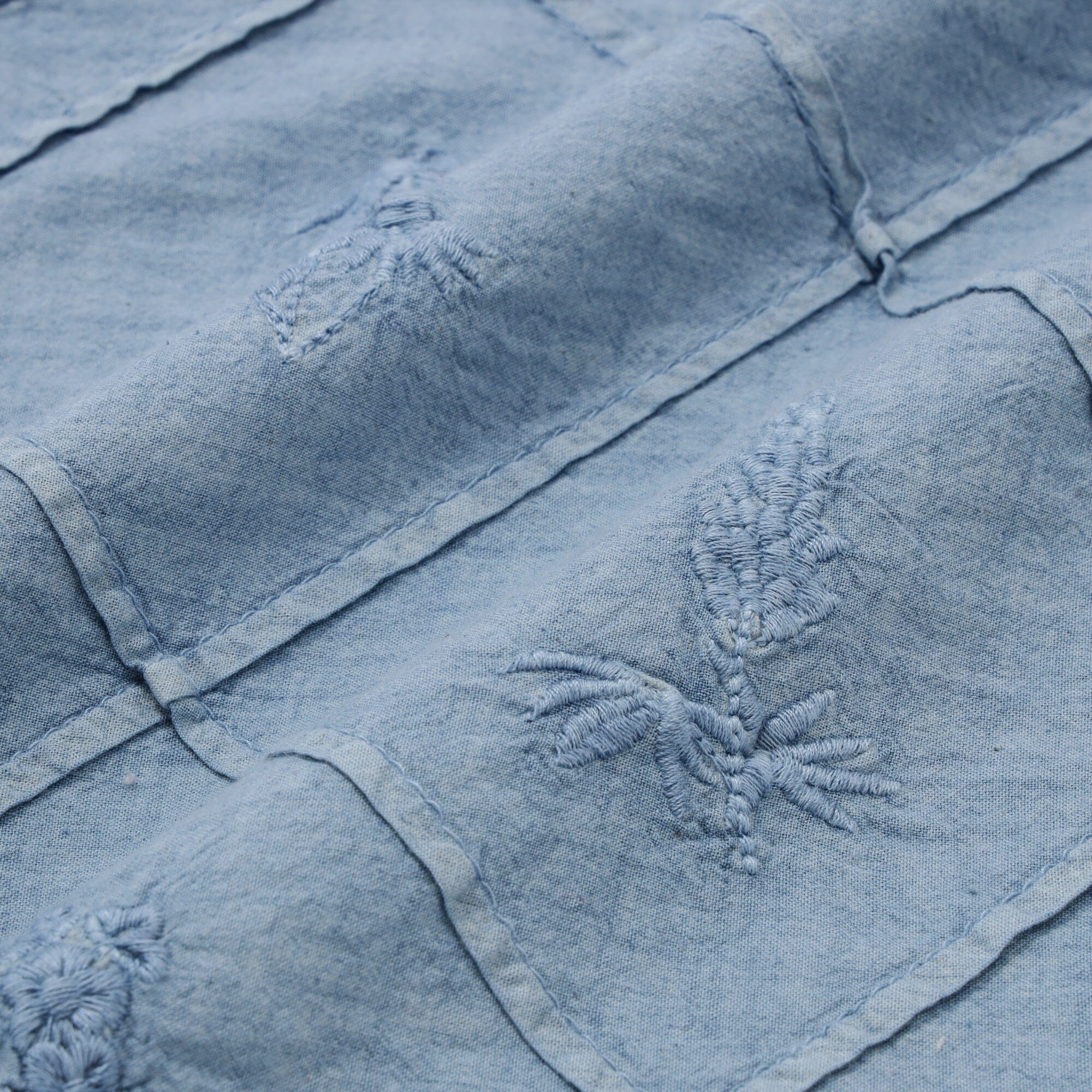 Square Flower Frill Cushion Cover 450X450 Blue