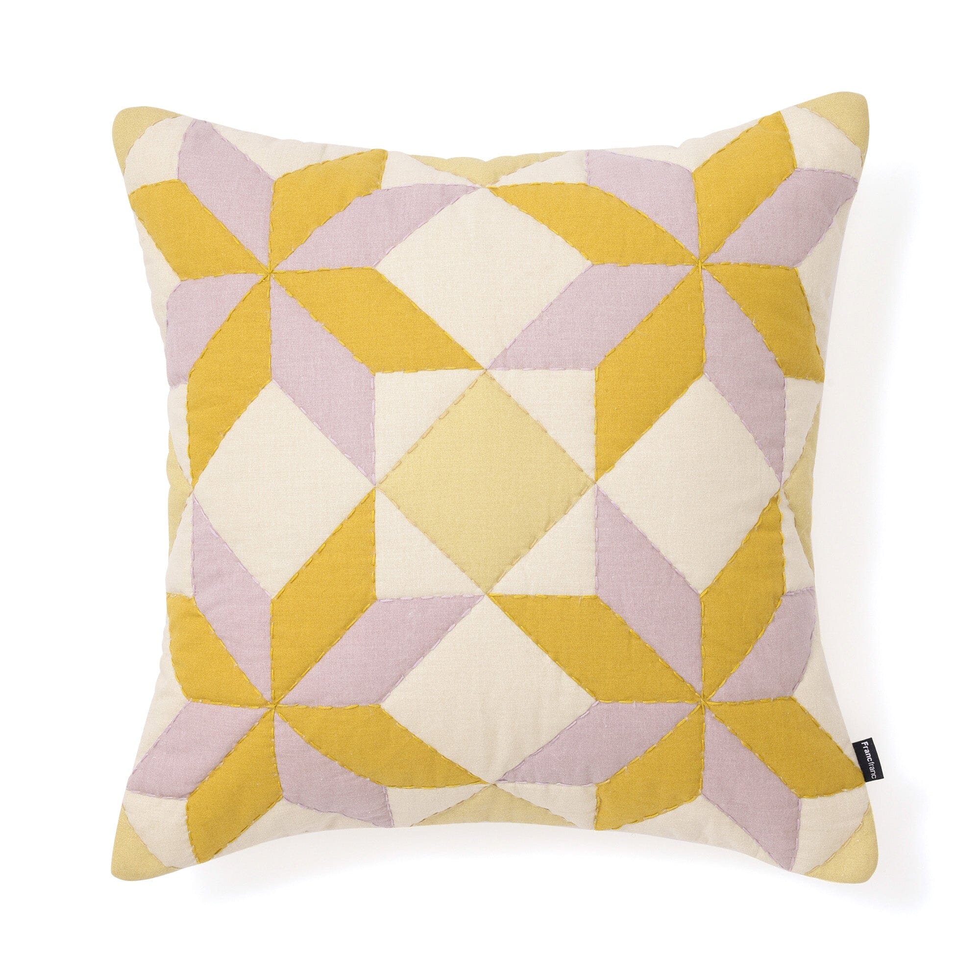 Geometric Stitch Cushion Cover 450X450 Purple X Yellow