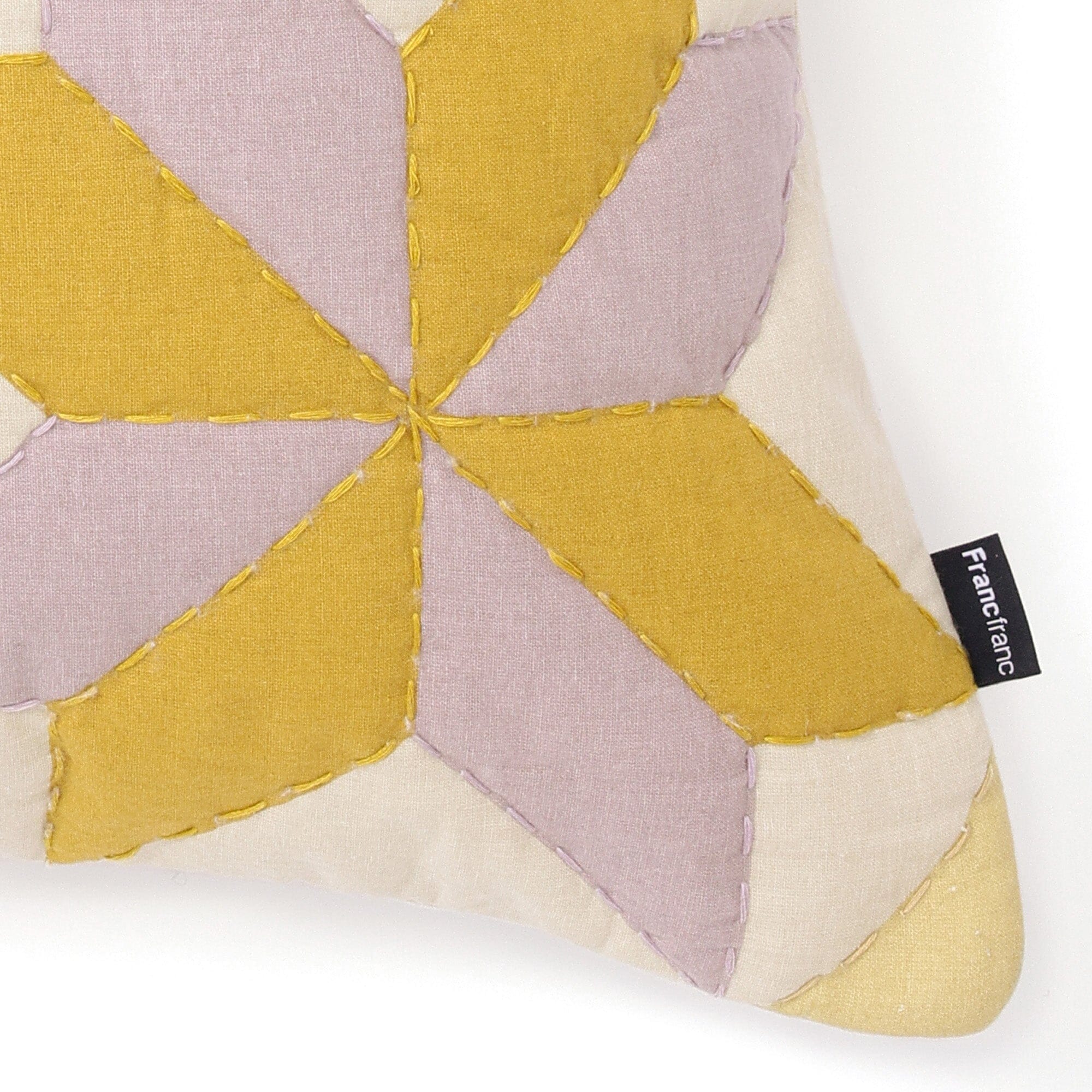 Geometric Stitch Cushion Cover 450X450 Purple X Yellow