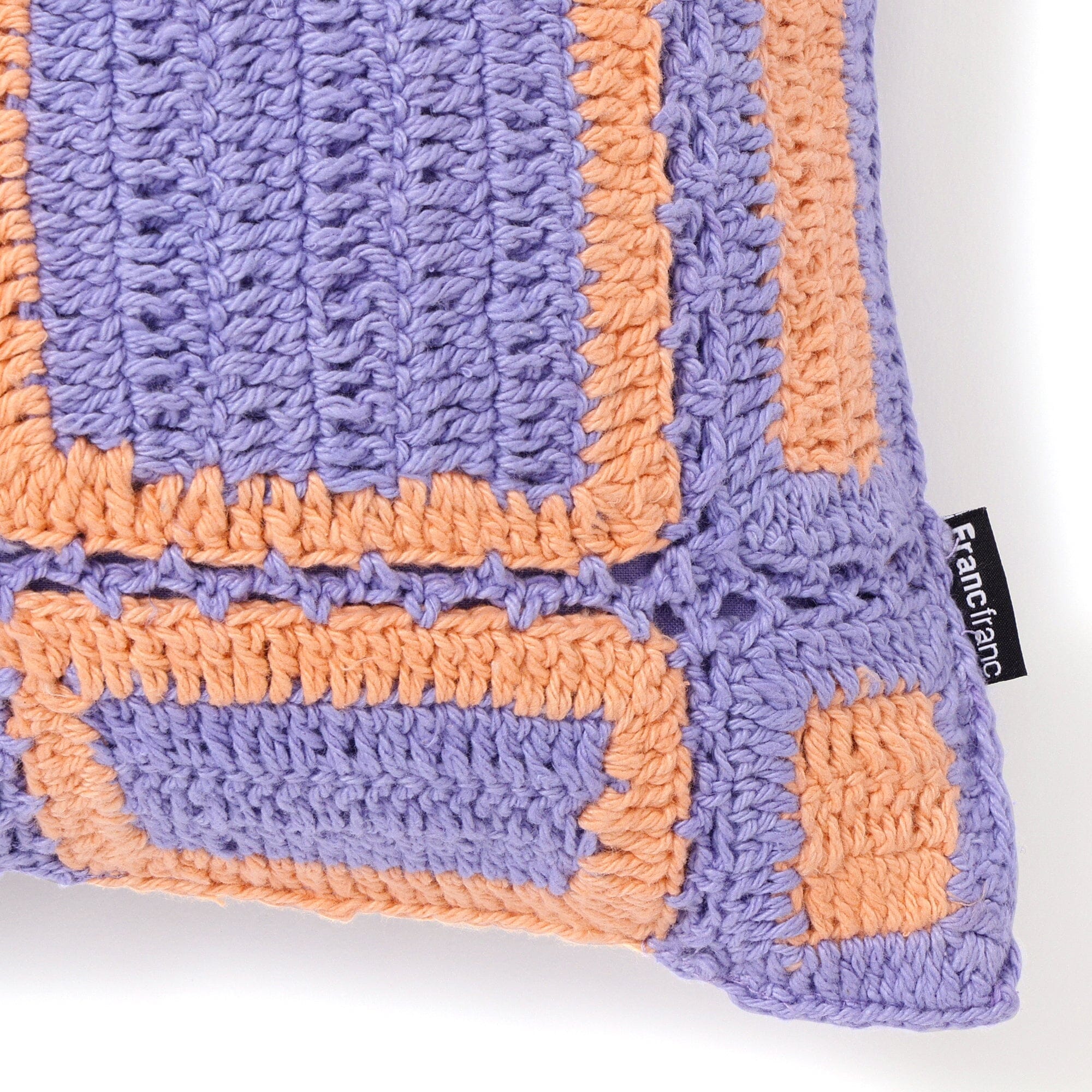Square Crochet Cushion Cover 400 X 250 Purple X Orange