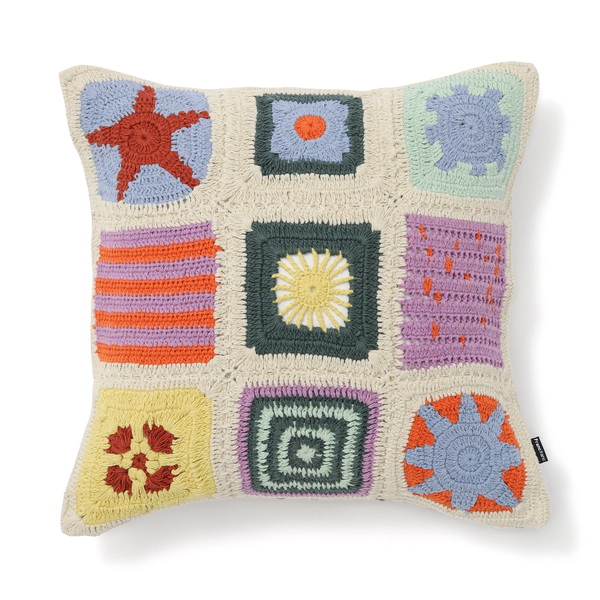 Patchwork Crochet Cushion Cover 450 X 450 Multi