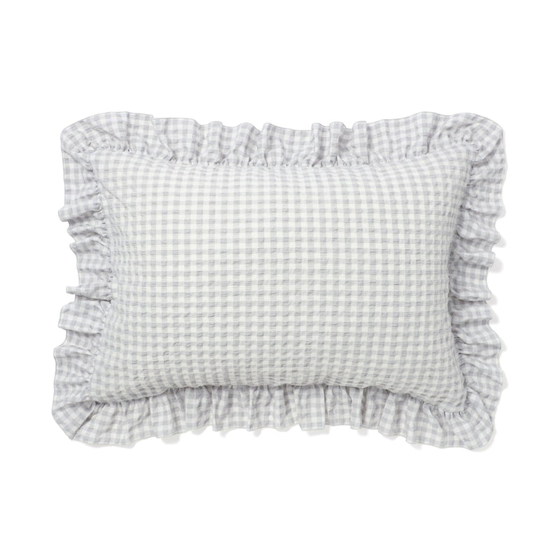 Fuwaro Cooling Pillow Cover Frill Check 700 X 500 White X Grey